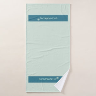 Moderne Mintblauwe "Goedemorgen" Minimalist Badhanddoek