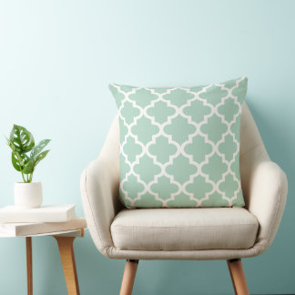 Moderne Mintgroene Marokkaanse Quatrefoil-patroon Kussen