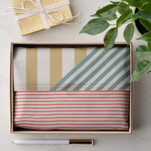 Moderne Mixed Stripes kerstvakantie Tissuepapier (Geschenk)