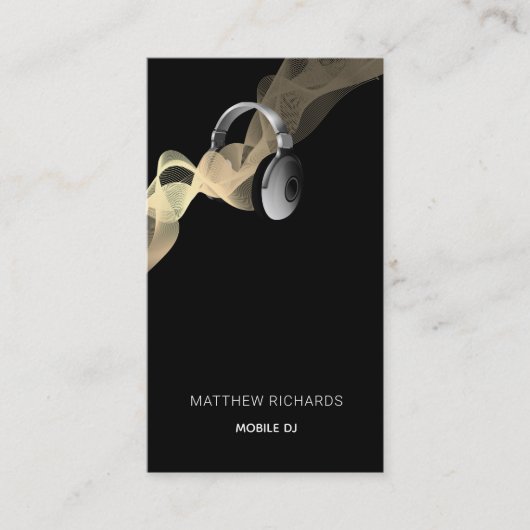 Moderne mobiele DJ zwarte gouden hoofdtelefoon Visitekaartje (Voorkant)