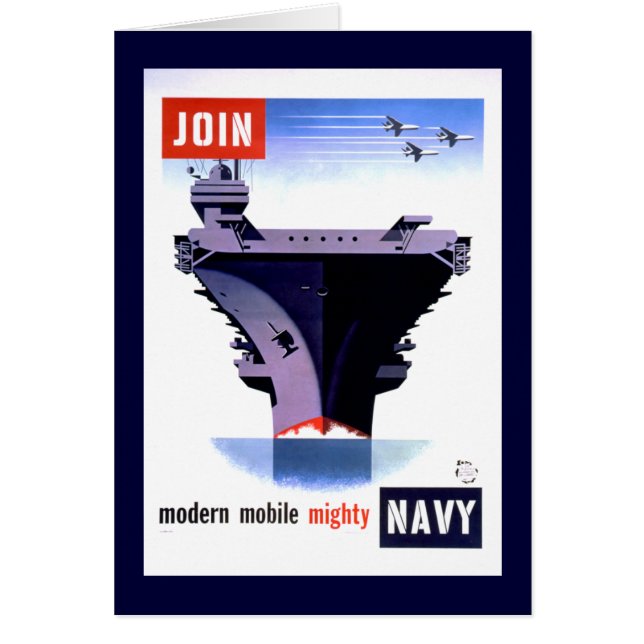 Moderne Mobile Mighty Navy Card (Voorkant)