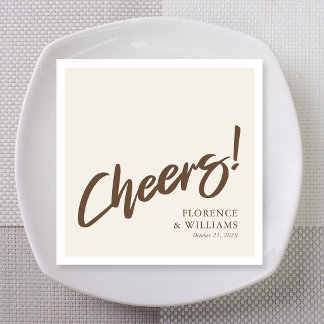 Moderne Mocha Bruine Borstellettering Proost Trouw Servet