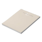 Moderne Mocha Bruine Witte Script Monogram Notitieblok (Gedraaid)