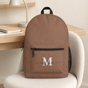Moderne Mocha Mousse Aangepaste Monogram Naam Rugz Bedrukte Rugzak