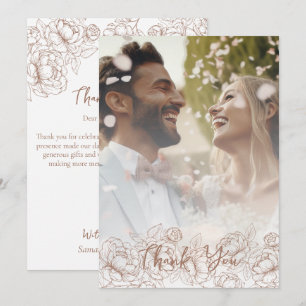 Moderne Mocha Mousse Boho Elegante Trouwfoto Bedankkaart