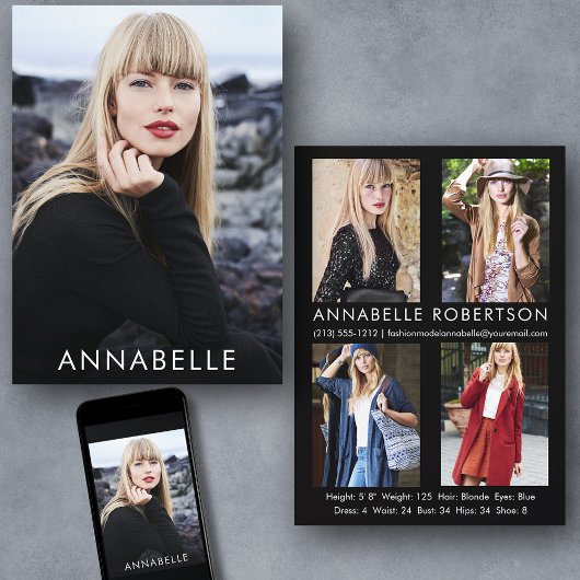 Moderne Mode Modellering 5 Fotomodel Comp Kaart