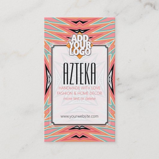 Moderne Mode Pastels Aztec Pattern Visitekaartje (Voorkant)