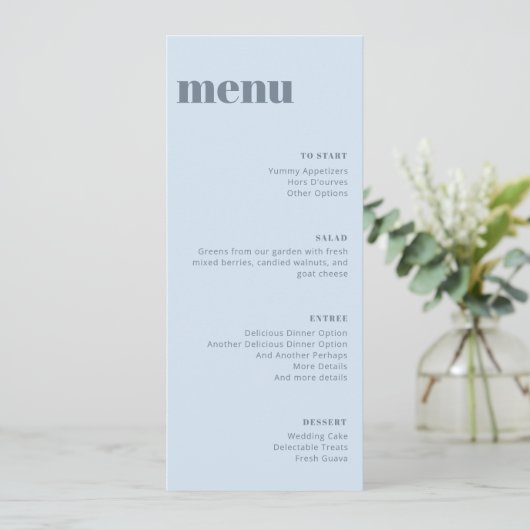 Moderne modèle de menu de dîner de mariage grand e (Debout devant)