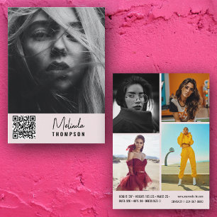 Moderne modellering Comp Kaart 5 Foto QR Code Roze