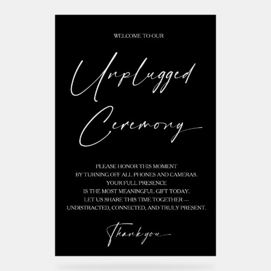 Moderne moderne unplugged ceremonie Acryl teken Acryl Bord (Voorkant)