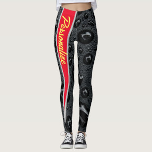 Moderne modieuze zwarte bellen rode brand douane leggings