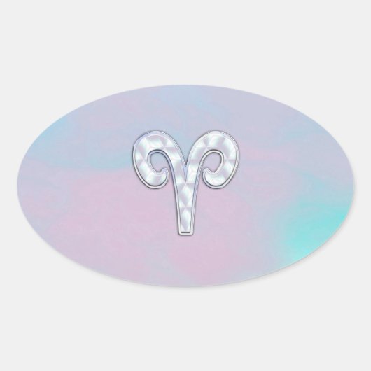Moderne moeder van parelstijl zodiasymbool ovale sticker (Voorkant)