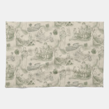 Moderne Moederschap Toile de Jouy in Saliegroen