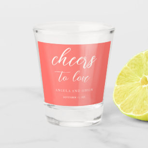 Moderne Moedige Levendige Koraal Eenvoudige Trouw Shot Glas