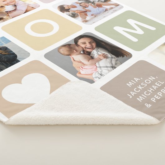 Moderne MOM Photo Collage Cute Family Sherpa Deken (3/4)