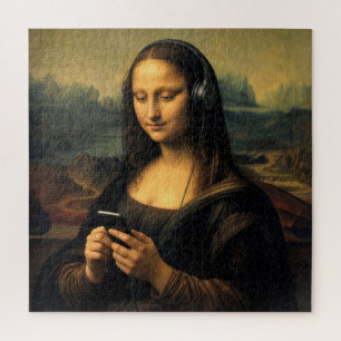 Moderne Mona Lisa met Smartphone Legpuzzel