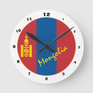 Moderne Mongoolse Vlag, Mongolië Thuis / ontwerp Ronde Klok