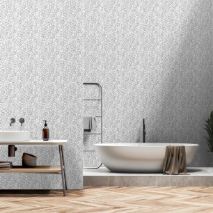 Moderne monochromatische, zwart-witte bloemen behang
