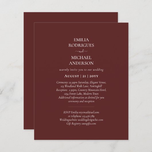 Moderne monochrome all-in-one budget bruiloft (Voorkant / Achterkant)