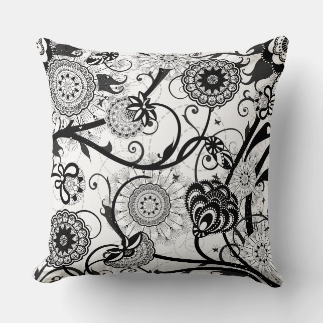 Moderne monochrome bloem kussen (Voorkant)