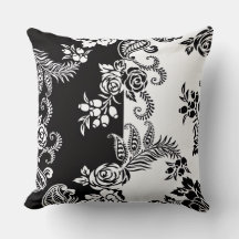 Moderne monochrome bloempatroon throw kussen