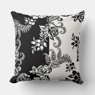 Moderne monochrome bloempatroon throw kussen