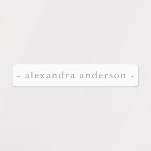 Moderne Monochrome Grijs Waterdichte Naam Labels (Design 1)