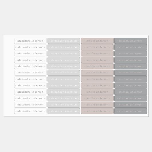 Moderne Monochrome Grijs Waterdichte Naam Labels (Vel)