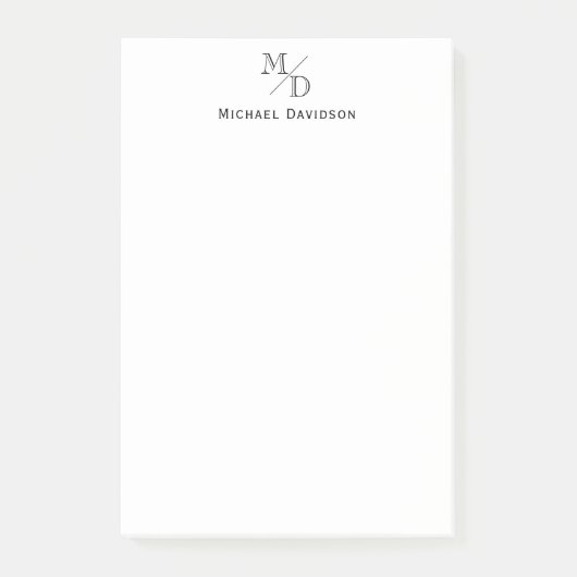 Moderne Monogram 2 Initiaal Professionele Zaken Post-it® Notes (Voorkant)