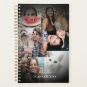 Moderne monogram 6 Foto zwarte planner (Voorkant)