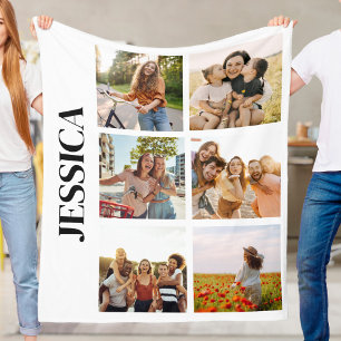 Moderne Monogram 6 Fotocollage Fleece Deken