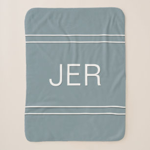 Moderne Monogram Aangepaste Beginletters Blauw & W Sherpa Deken