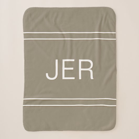 Moderne Monogram Aangepaste Beginletters Mocha Bru Sherpa Deken (Voorkant)