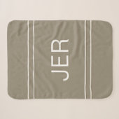 Moderne Monogram Aangepaste Beginletters Mocha Bru Sherpa Deken (Voorkant (horizontaal))