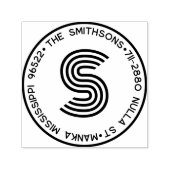 Moderne monogram aangepaste familienaam en adres  zelfinktende stempel (Design)