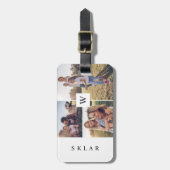 Moderne monogram Aangepaste fotocollage Bagagelabel (Voorkant verticaal)