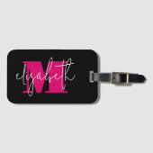 Moderne monogram Aangepaste naam Bagagelabel (Voorkant (horizontaal))