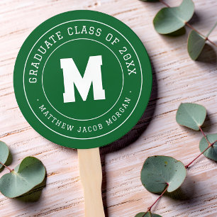 Moderne Monogram Afstudeerklas van 20XX Aangepast Handwaaier