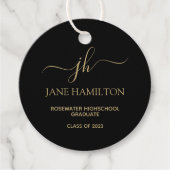 Moderne Monogram Afstuderen Bedankjes Labels (Voorkant)