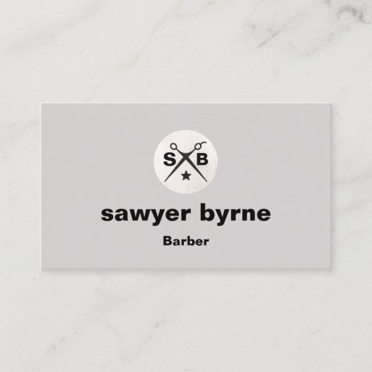 Moderne Monogram Barber Schaar Grijs Visitekaartje (Voorkant)