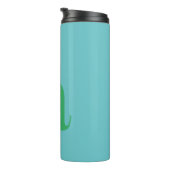 Moderne monogram beginletter in blauw en groen thermosbeker (Geroteerd rechts)