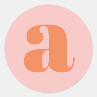 Moderne Monogram Beginletter Zacht Roze Oranje Ronde Sticker