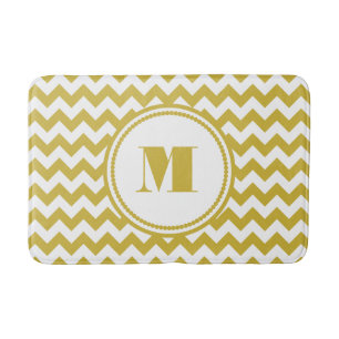 Moderne Monogram Beige Chevron Stripes Badmat