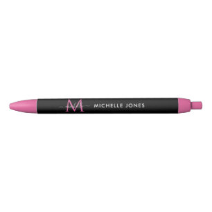 Moderne monogram bewerkbare naam zwarte inkt pen
