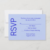 Moderne monogram - blauw RSVP kaartje (Voorkant)
