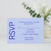 Moderne monogram - blauw RSVP kaartje (Staand voorkant)