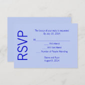 Moderne monogram - blauw RSVP kaartje (Voorkant / Achterkant)