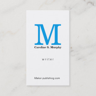 Moderne monogram (blauw) visitekaartje