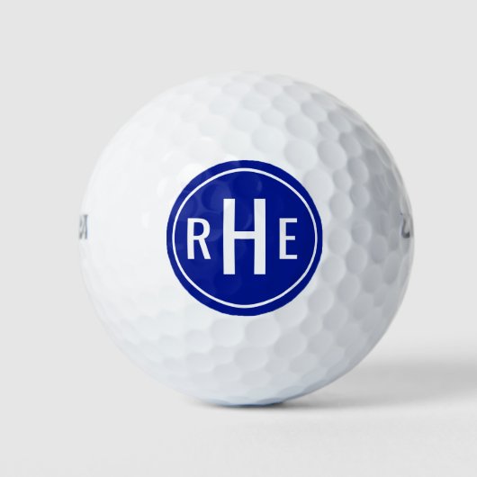 Moderne Monogram Blauwe Golfballen (Voorkant)