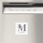 Moderne Monogram Bloem Initial Naam Magneet (Insitu (Vaatwasser))